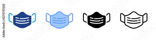 Mask icon set multiple style collection