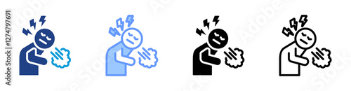 Overexertion icon set multiple style collection