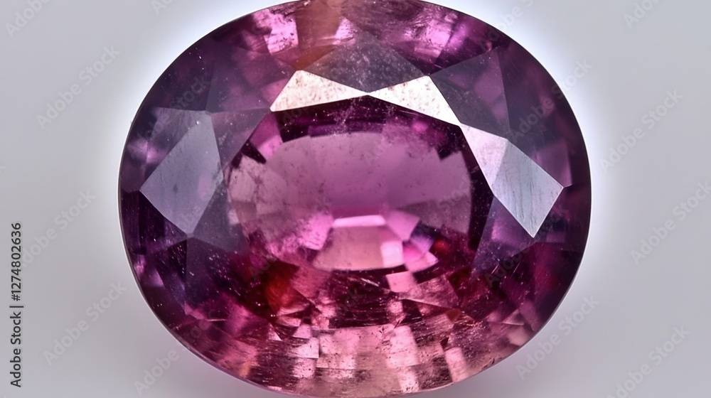 High-polish pink sapphire gemstone glowing beautifully on a clean white background High-polish pink sapphire gemstone glowing beautifully on a clean white background