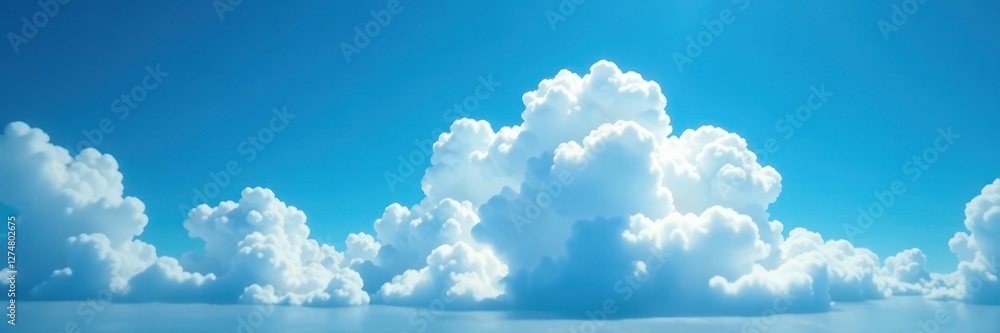 Luminous white cloud formation, deep azure sky backdrop, sky, landscape Luminous white cloud formation, deep azure sky backdrop, sky, landscape
