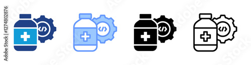 Medication Management System icon set multiple style collection