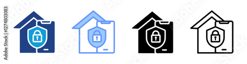 Home Safety Device icon set multiple style collection