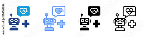 Health Chatbot icon set multiple style collection