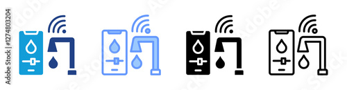 Smart Faucet icon set multiple style collection