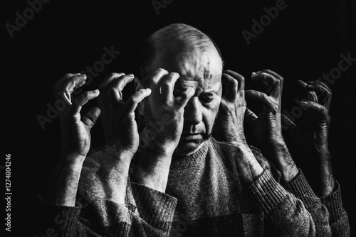 Person in panic, stress burnout