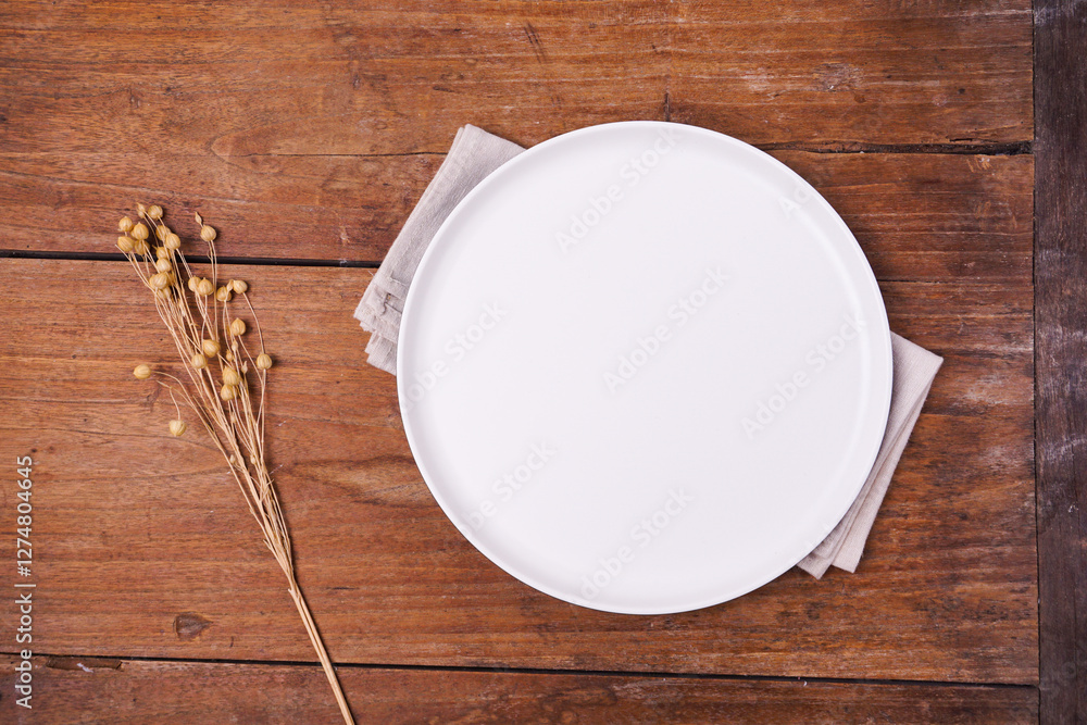 empty plate on wooden background empty plate on wooden background