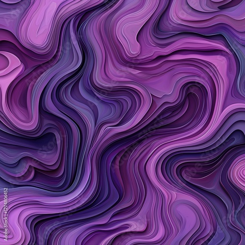 A vibrant abstract design featuring flowing waves of purple and violet tones, creating a mesmerizing, textured visual effect.