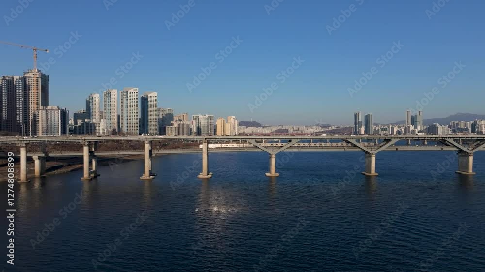 Aerial view Hangang River Cheongdam Bridge
Aerial view Hangang River Cheongdam Bridge