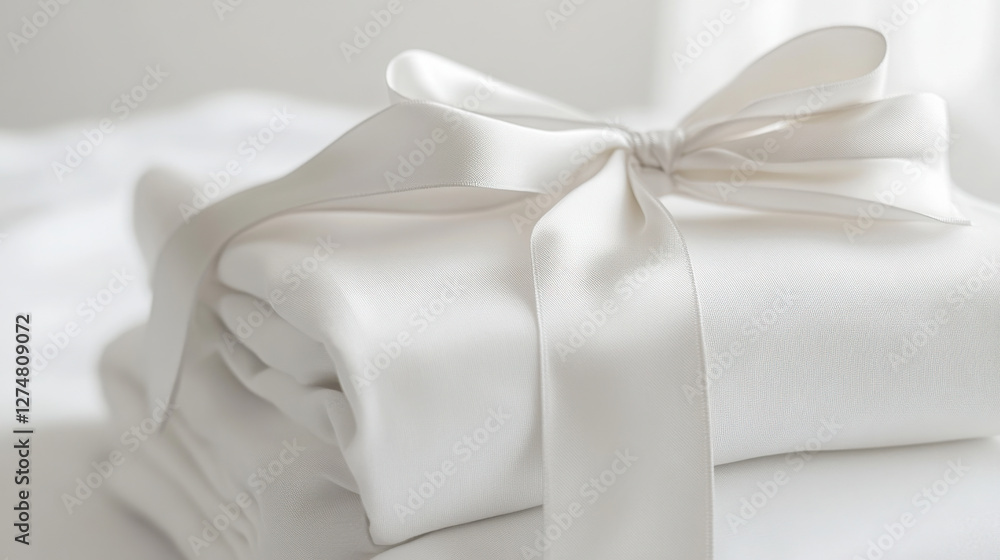 Elegant white bed linens with ribbon tie for home decor and comfort Elegant white bed linens with ribbon tie for home decor and comfort