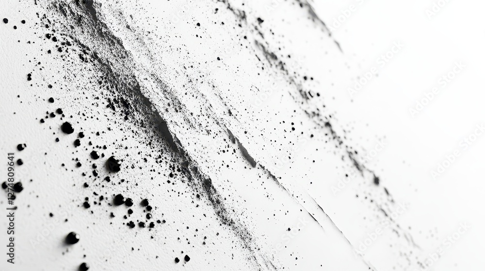 Fototapeta premium Abstract composition of black particles on a white surface