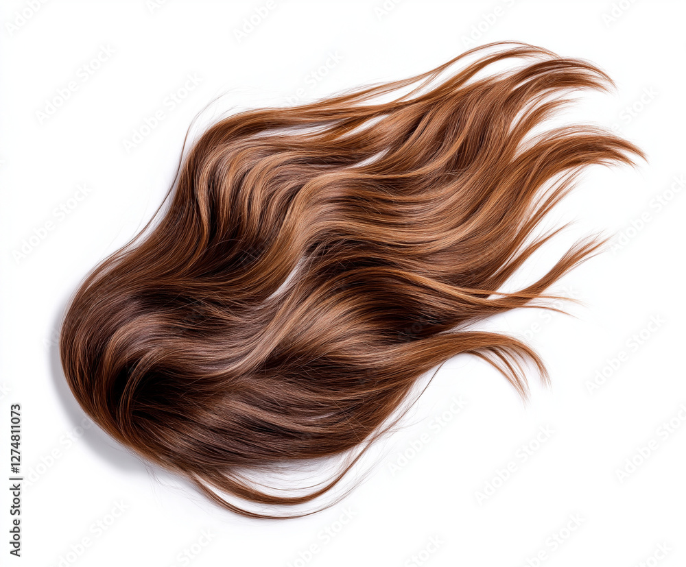 Fototapeta premium Elegante braune Haarpracht mit sanften Wellen auf hellem Hintergrund