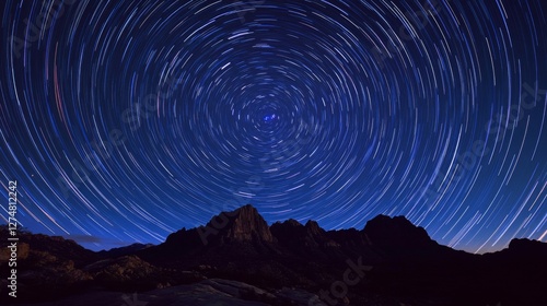 Star Trails Over Mountain Peaks