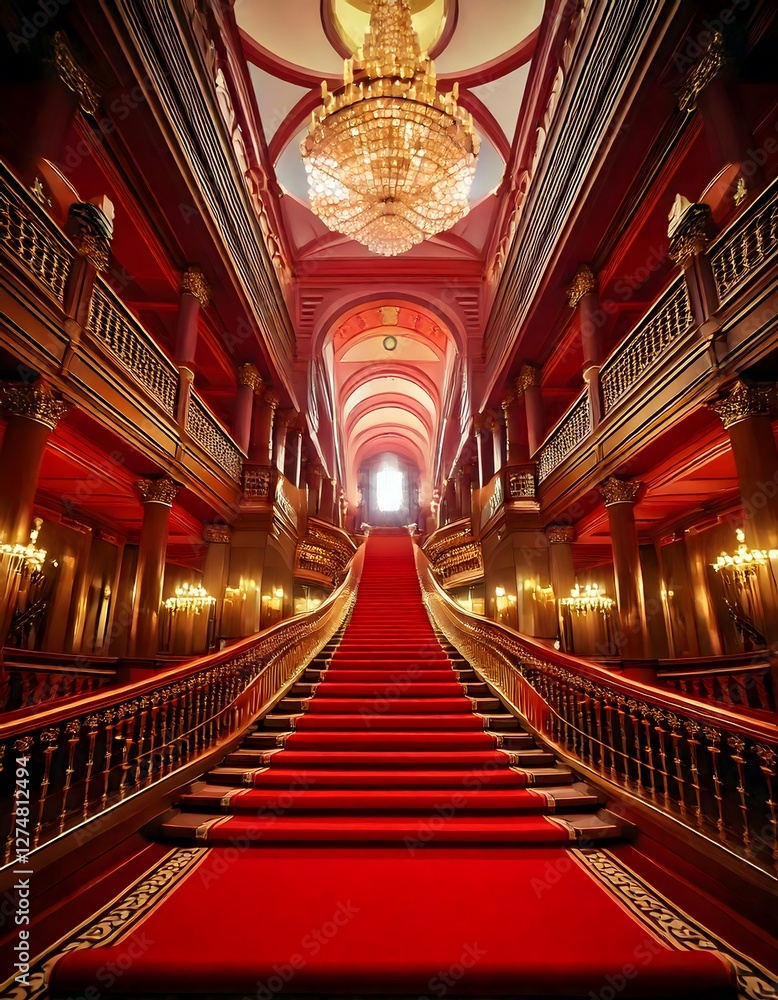 Obraz premium Grand Red Carpet Staircase