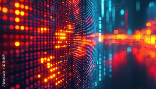 Wallpaper Mural Glitch effect on digital screen with glowing neon pixels, dynamic motion, vibrant lighting, digital art Torontodigital.ca