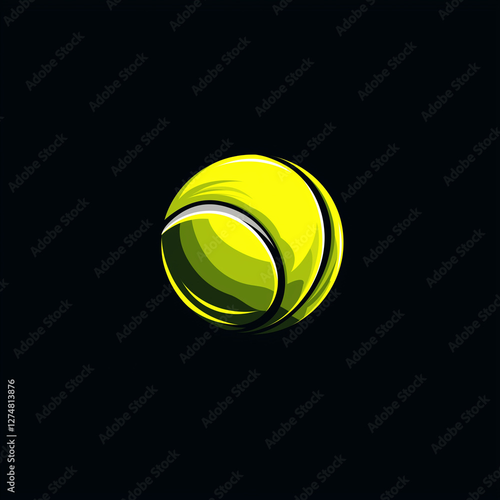 Gelbe Tennisball-Illustration mit glänzendem Finish auf schwarzem Hintergrund
Gelbe Tennisball-Illustration mit glänzendem Finish auf schwarzem Hintergrund