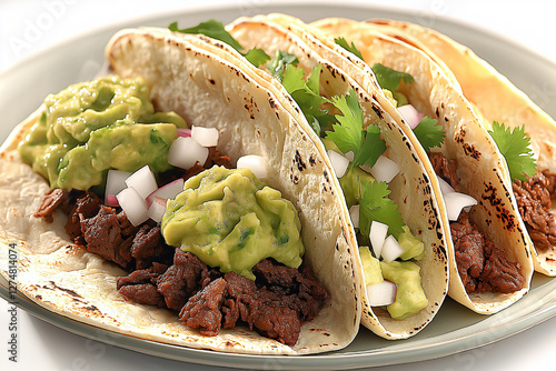 Delicious Beef Tacos with Guacamole and Cilantro