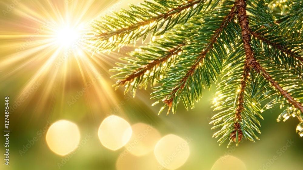 Sunlit Evergreen Branch Nature Photography Sunlit Evergreen Branch Nature Photography