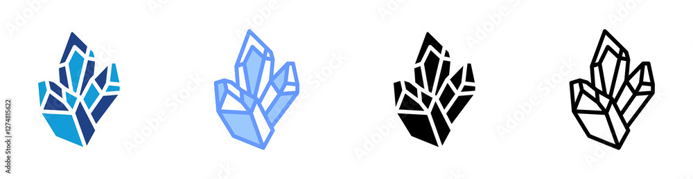 Minerals icon set multiple style collection Minerals icon set multiple style collection