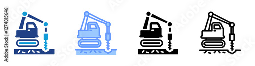Drill icon set multiple style collection