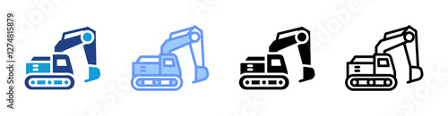 Excavator icon set multiple style collection