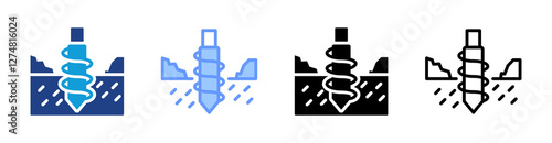 Geotechnical Survey icon set multiple style collection