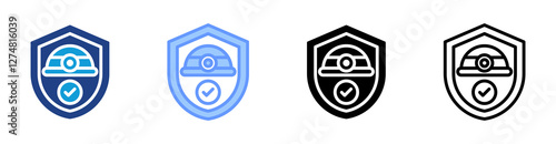 Safety Gear icon set multiple style collection