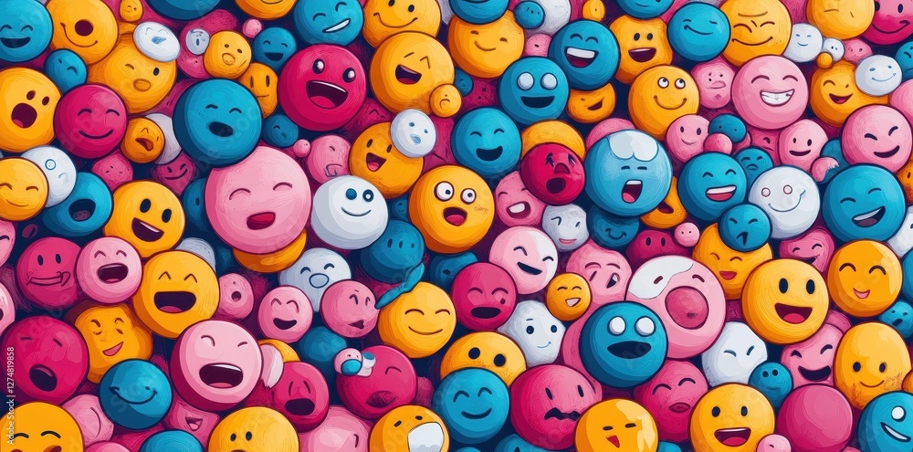 Abundant collection of emoji faces with various expressions and colors Abundant collection of emoji faces with various expressions and colors