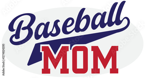 Baseball Mom SVG Vector Graphic; Red and Blue; T-Shirt Design with a swoosh
