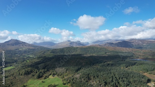 Welsh aerial landscapes across Snowdonia and Llanrwst photo