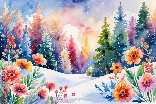 Vibrant Watercolor Winter Collection Featuring Joyful Floral and Botanical Designs