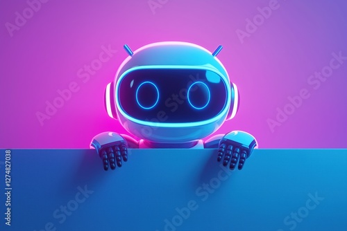 Neon Robot Holding Sign