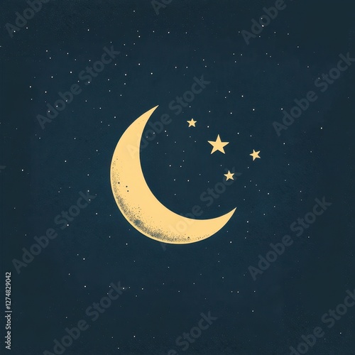 Wallpaper Mural Crescent moon and stars shine in the dark night sky Torontodigital.ca