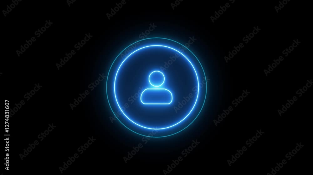 Glowing neon person sign, outline round avatar pictogram in vivid color. neon icon of user in flat style, person icon, user icon Glowing neon person sign, outline round avatar pictogram in vivid color. neon icon of user in flat style, person icon, user icon