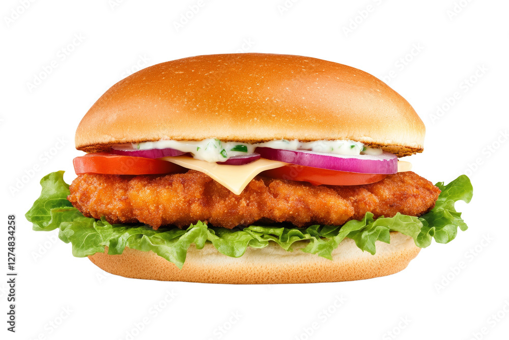 Sandwich with lettuce, tomato, and onions, isolated Sandwich with lettuce, tomato, and onions, isolated