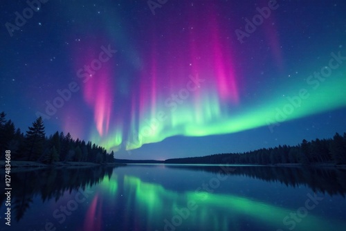 Wallpaper Mural Softly glowing aurora borealis in the night sky, ethereal, light show, mystical Torontodigital.ca