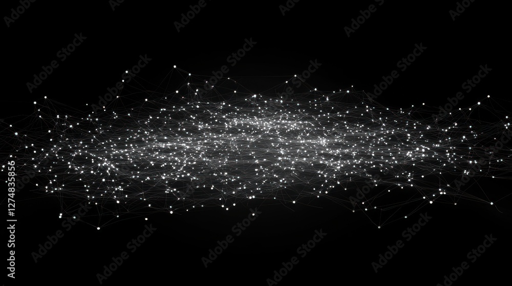 Abstract Digital Network with Bright Light Points on Dark Background Abstract Digital Network with Bright Light Points on Dark Background