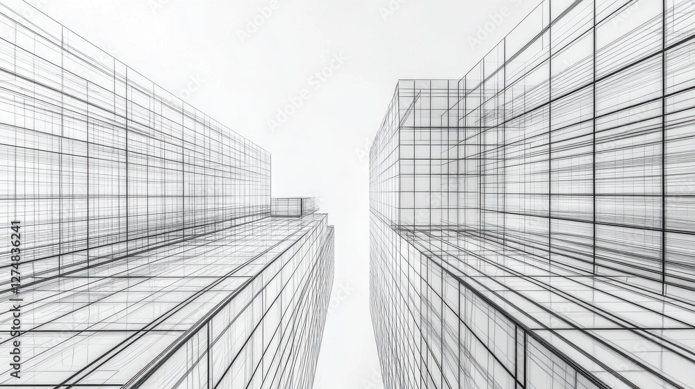 Abstract View of Modern High-Rise Building Structures from Below Abstract View of Modern High-Rise Building Structures from Below