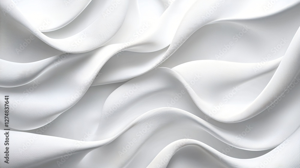 Fototapeta premium White fabric waves, elegant texture, abstract background, design