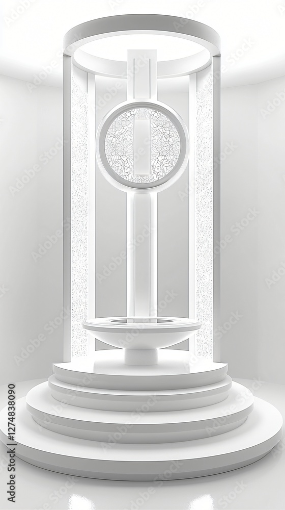 White minimalist altar, serene room, spiritual, meditation White minimalist altar, serene room, spiritual, meditation