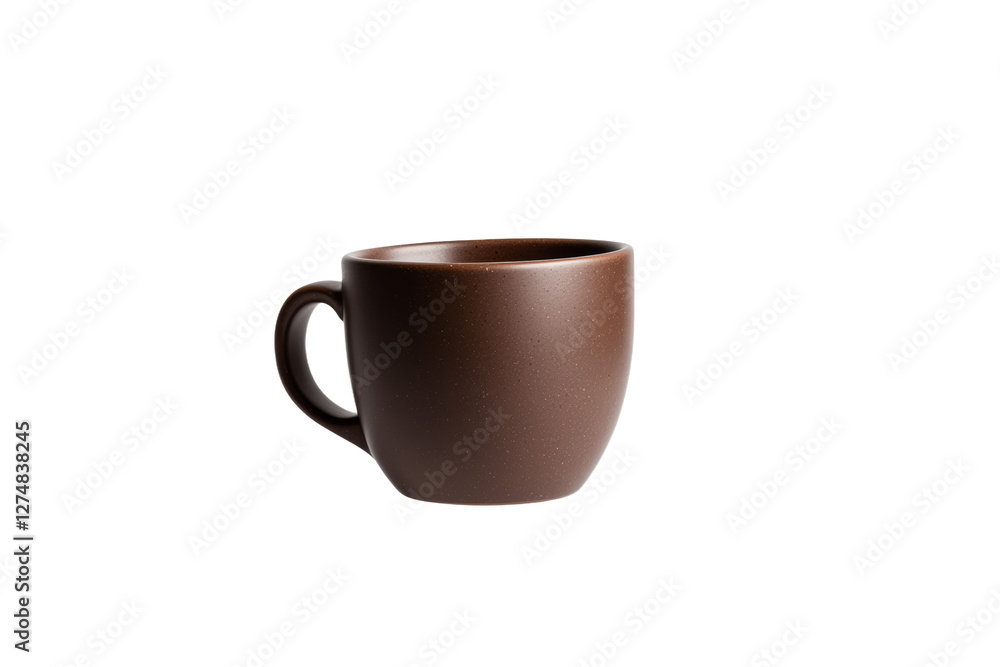 Obraz premium Brown coffee cup sits on a white background, isolated
