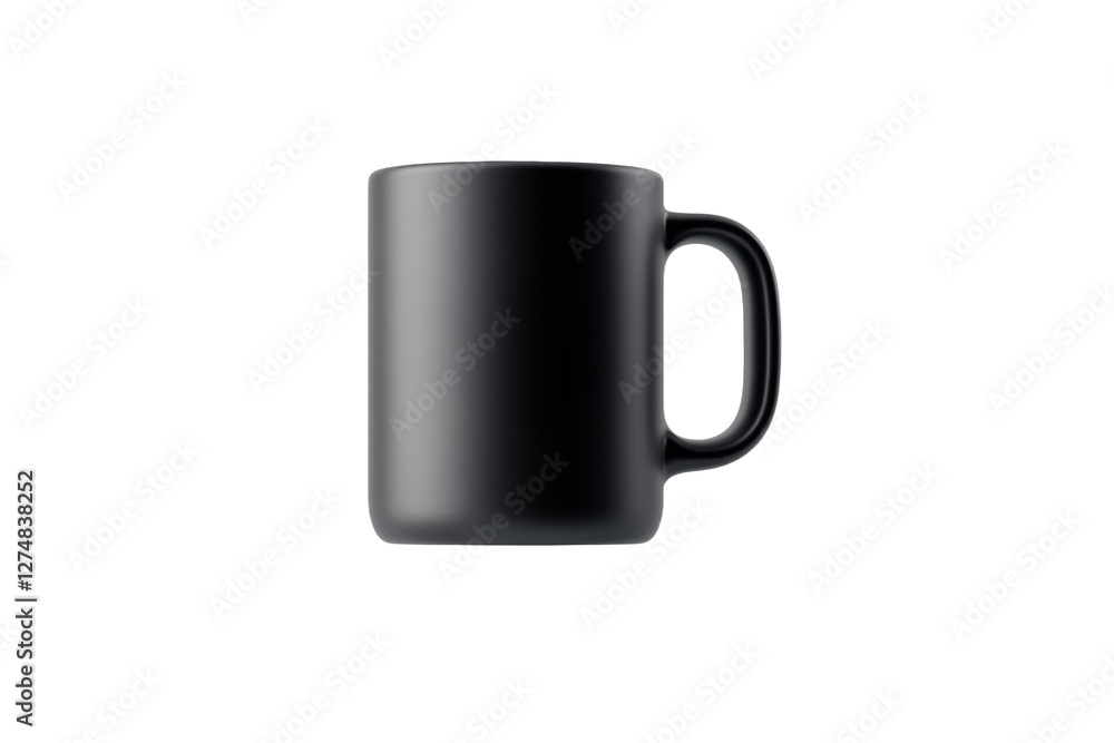 Black coffee mug sits on a white background, isolated Black coffee mug sits on a white background, isolated