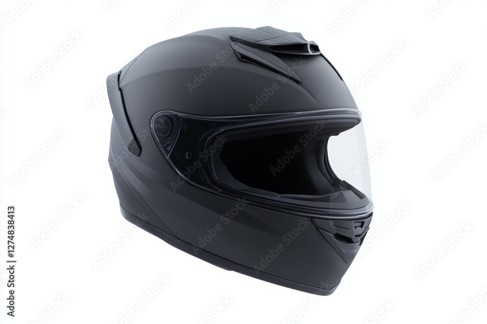Black motorcycle helmet with a white visor Black motorcycle helmet with a white visor