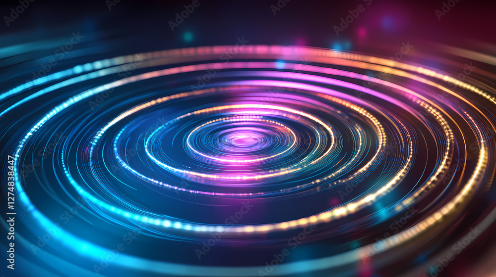 Circle of colorful energy waves, illustrating magnetic field and resonance concepts. Magnetic Light Resonance. Illustration Circle of colorful energy waves, illustrating magnetic field and resonance concepts. Magnetic Light Resonance. Illustration