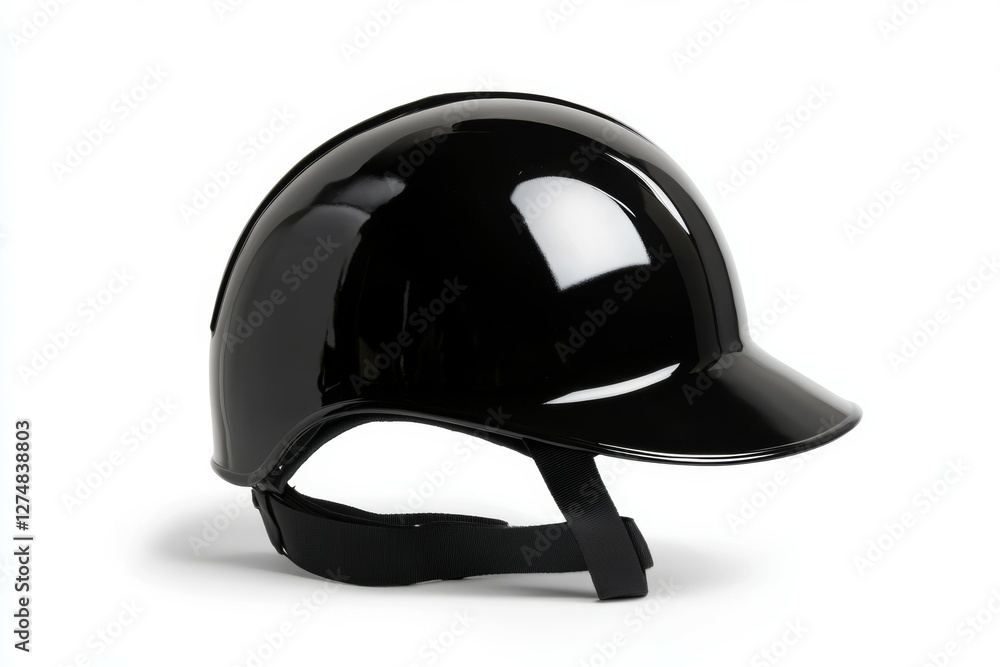 Black helmet with a black strap Black helmet with a black strap
