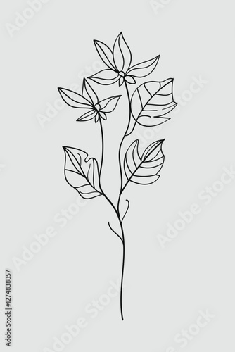 Botanical leaves and flowers nature.Vector illustration.