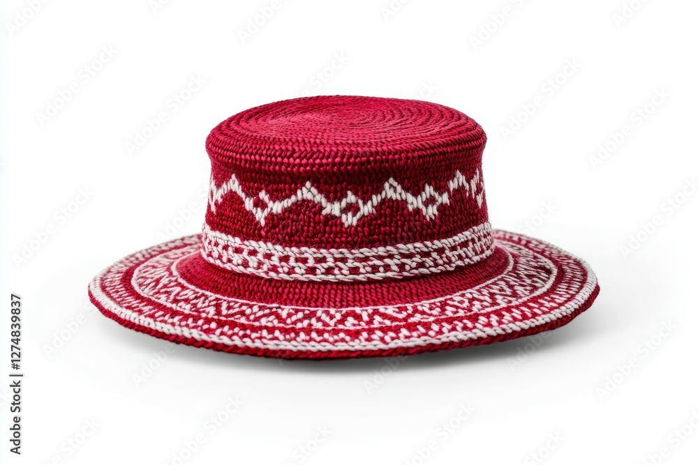 Red and white hat with a white stripe Red and white hat with a white stripe