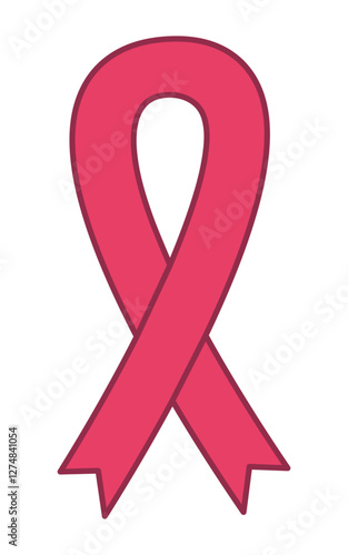 Crossed pink ribbon  of world cancer day, breast cancer, awareness month.Women cancer awareness symbol. Flat design