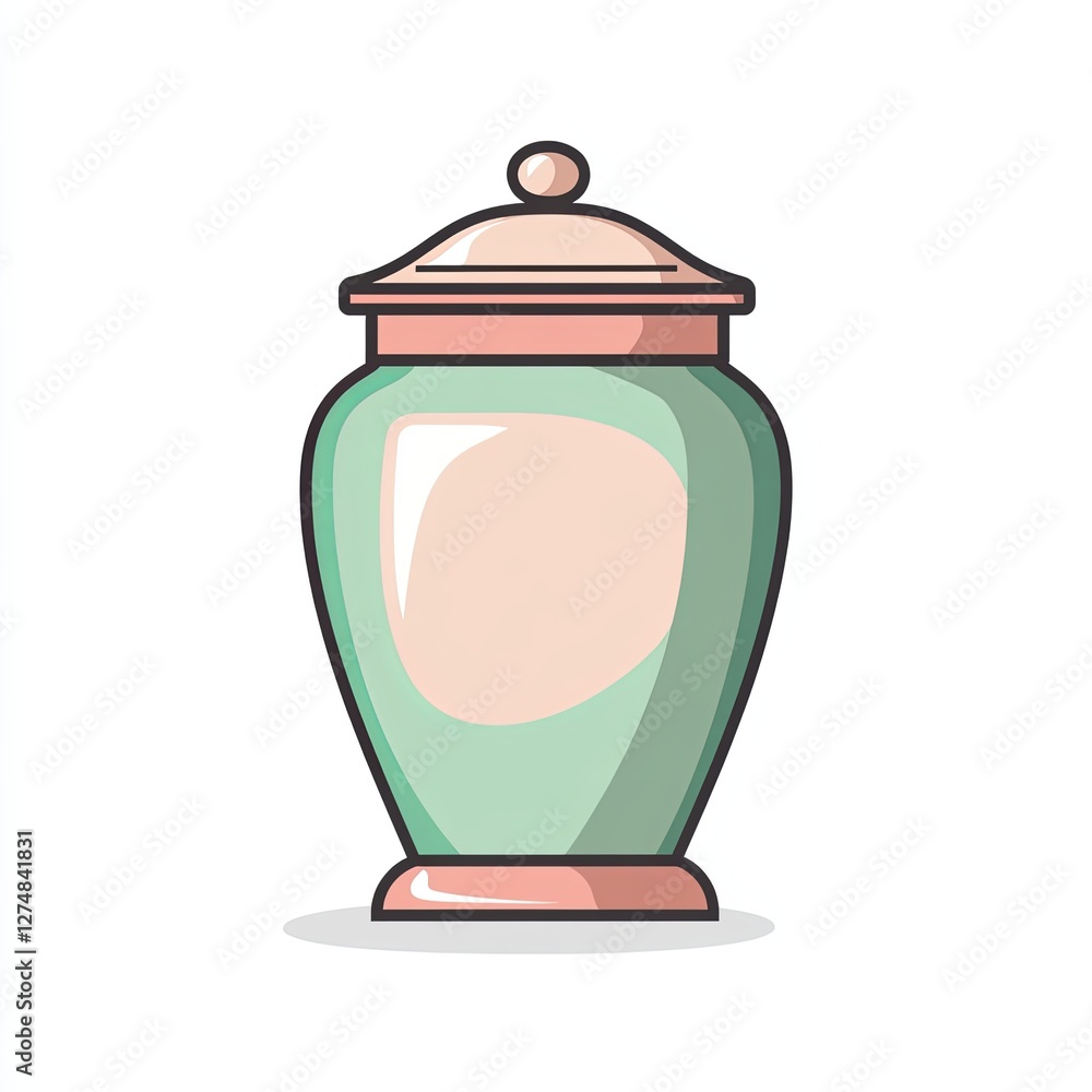 funeral urn, a simple line drawing, flat design style, pastel colors, white background funeral urn, a simple line drawing, flat design style, pastel colors, white background