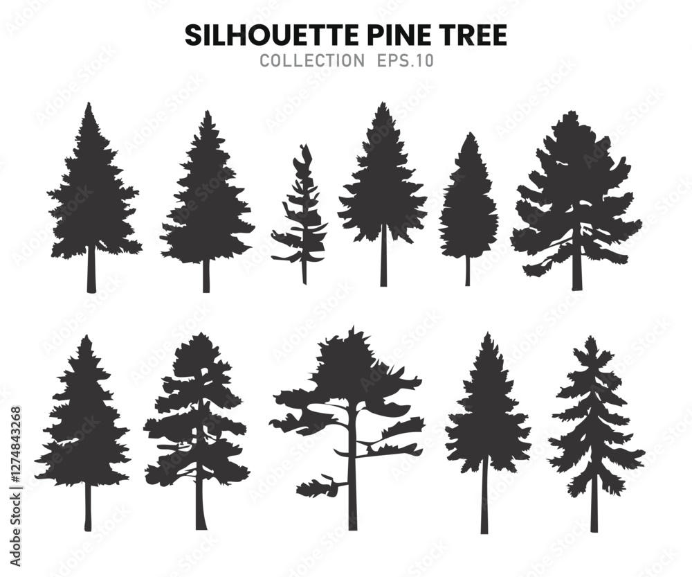 Obraz premium Minimalist Pine Tree Silhouette Collection