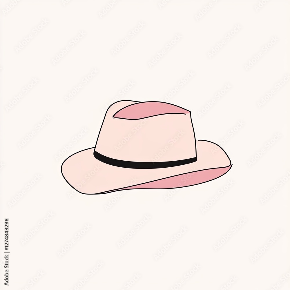hat, a simple line drawing, flat design style, pastel colors hat, a simple line drawing, flat design style, pastel colors